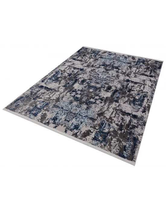 Allegro 1021 Mavi Dekoratif Modern Kaymaz Tabanlı Makine Halısı ✄
