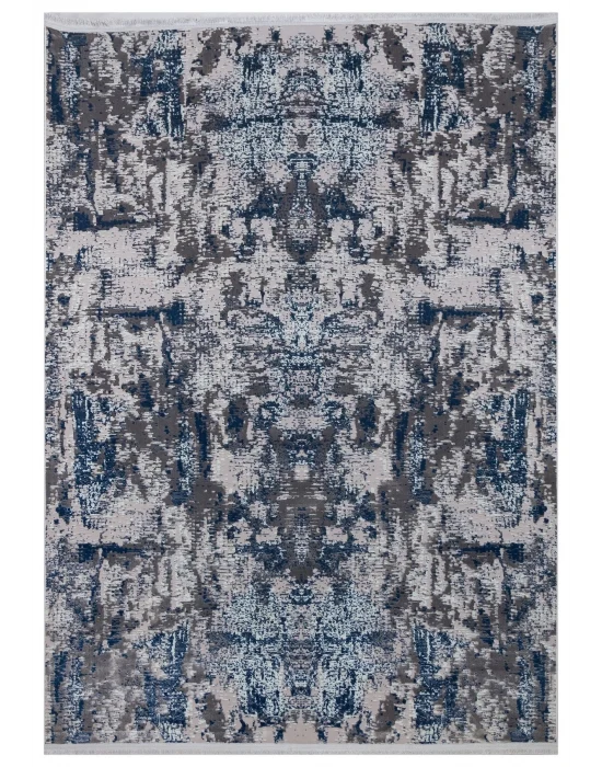 Allegro 1021 Mavi Dekoratif Modern Kaymaz Tabanlı Makine Halısı ✄