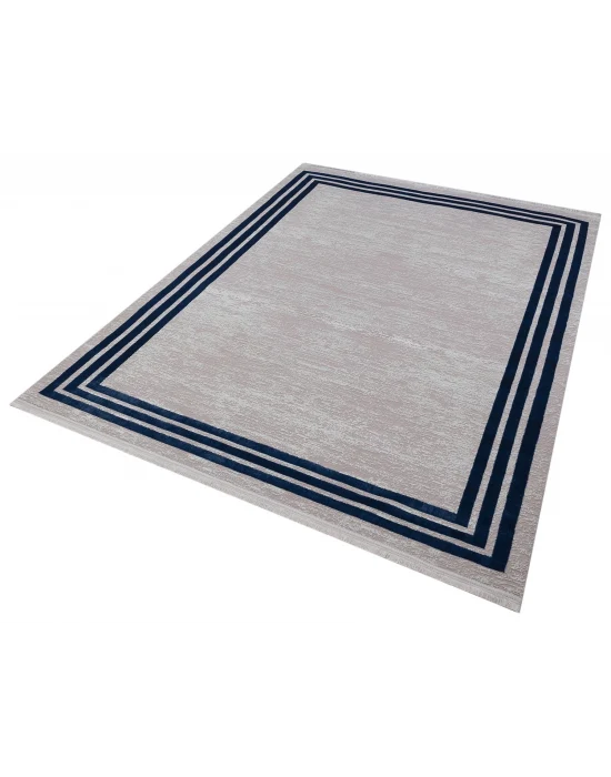 Allegro 2185 Mavi Dekoratif Modern Kaymaz Tabanlı Makine Halısı