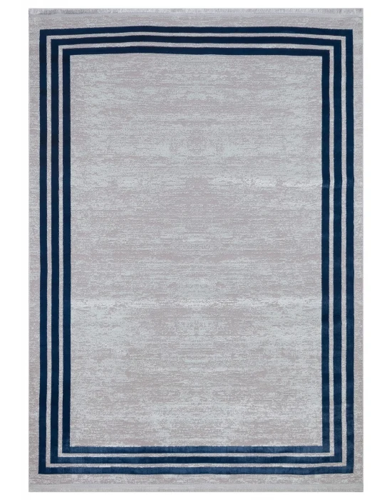 Allegro 2185 Mavi Dekoratif Modern Kaymaz Tabanlı Makine Halısı