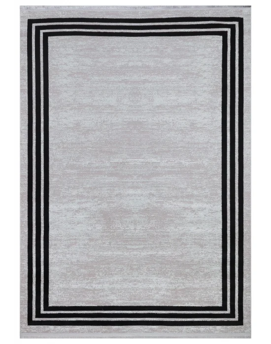 Allegro 2185 Siyah Dekoratif Modern Kaymaz Tabanlı Makine Halısı