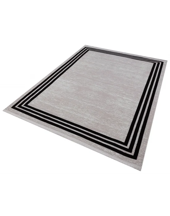 Allegro 2185 Siyah Dekoratif Modern Kaymaz Tabanlı Makine Halısı