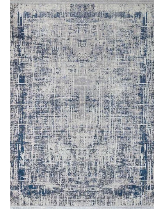 Allegro Soft 2986 Mavi Dekoratif Modern Kaymaz Tabanlı Makine Halısı