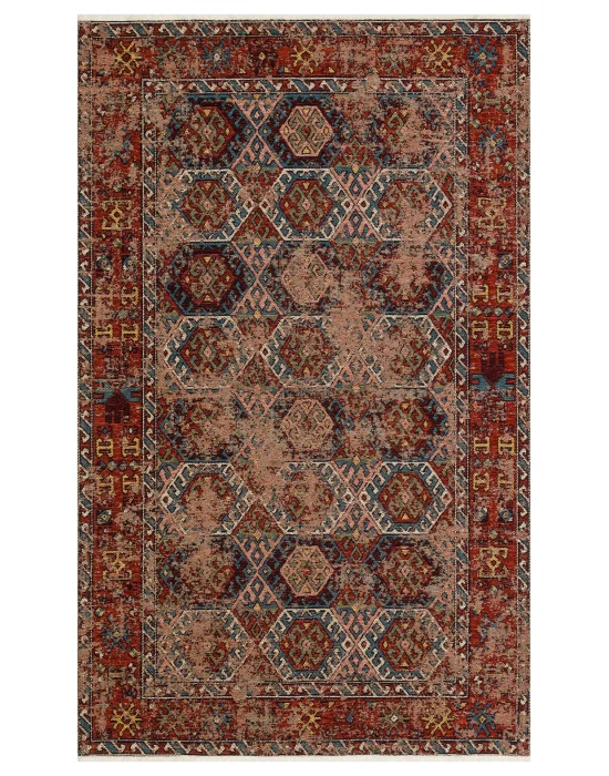 Anadolu 03 Multy Antik Desenli Yıkanabilir Kaymaz Tabanlı Etnik Kilim