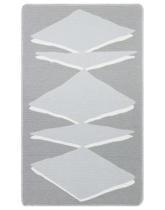 Arya Neo Arn 09 Grey White Yıkanabilir Kaymaz Tabanlı Modern Pamuk Kilim