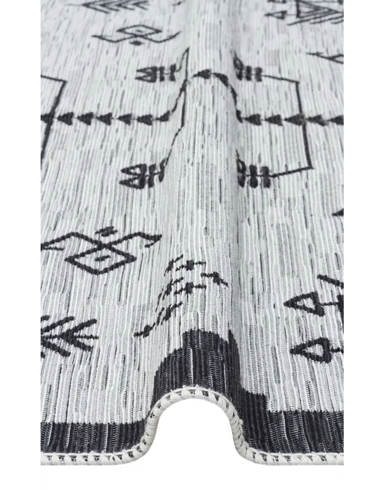 Arya Ar 23 Grey %100 Geri Dönüşümlü Pamuktan Çift Taraflı Yıkanabilir Modern Dekoratif Kilim
