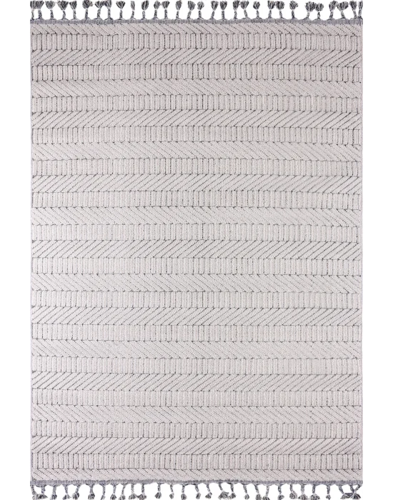 Astra 19457D Gri Bukle Tekniğiyle Üretilmiş Modern Makine Halısı