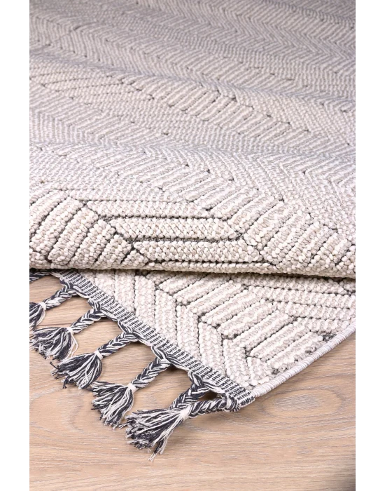 Astra 19457D Gri Bukle Tekniğiyle Üretilmiş Modern Makine Halısı