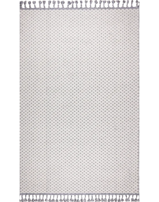 Astra 28047A Beyaz Bukle Tekniğiyle Üretilmiş Modern Makine Halısı