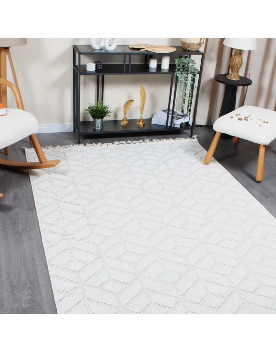 Boho BH-1 Krem Bukle Dokuma Modern Makine Halısı