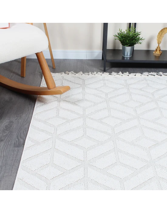 Boho BH-1 Krem Bukle Dokuma Modern Makine Halısı