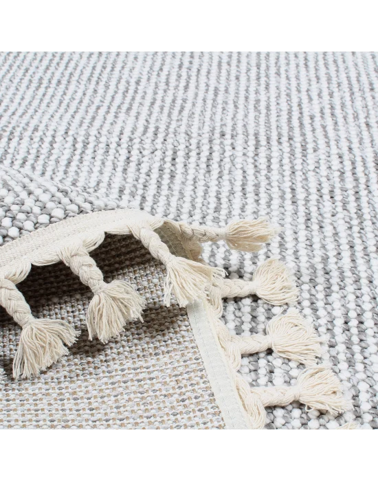Boho BH-2 Gri Krem Bukle Dokuma Modern Makine Halısı