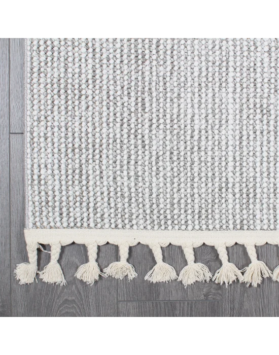 Boho BH-2 Gri Krem Bukle Dokuma Modern Makine Halısı