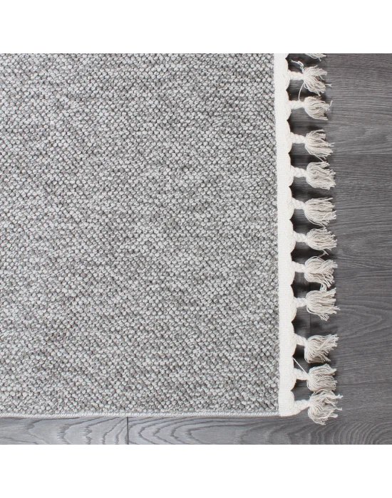 Boho BH-3 Gri Bukle Dokuma Modern Makine Halısı