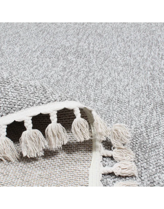 Boho BH-3 Gri Bukle Dokuma Modern Makine Halısı