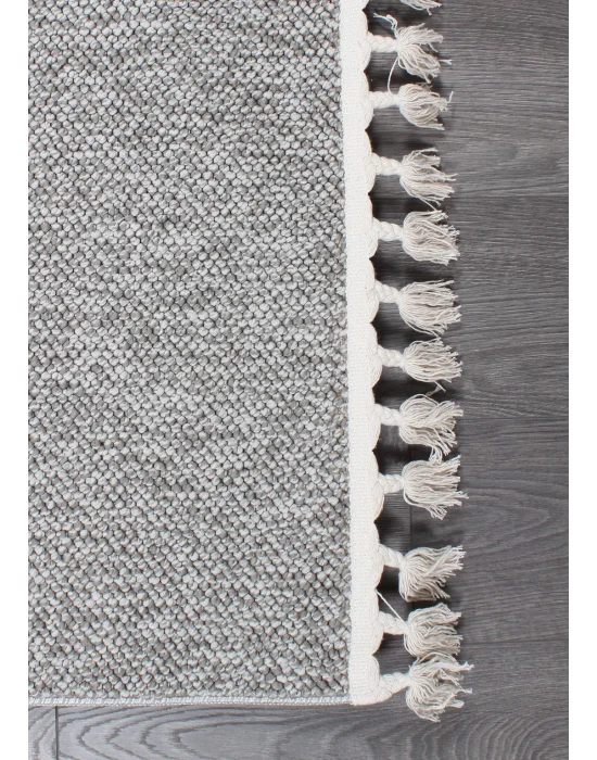 Boho BH-3 Gri Bukle Dokuma Modern Makine Halısı