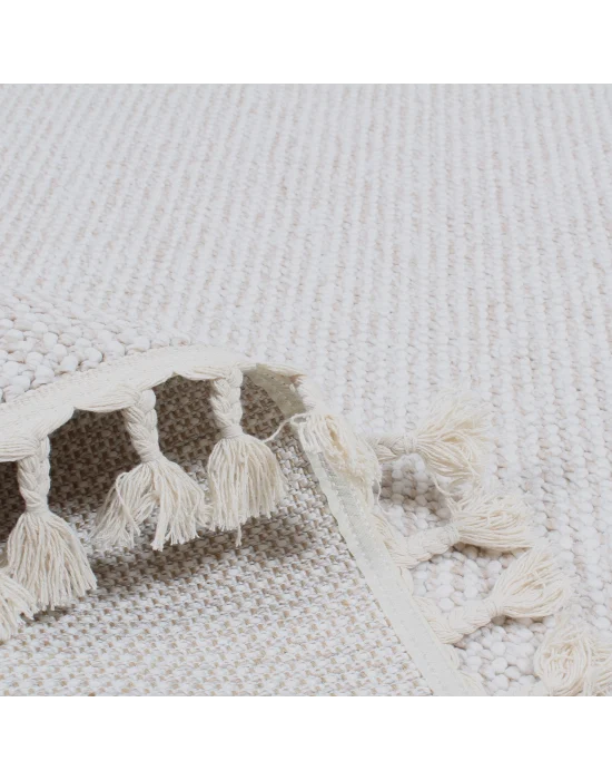 Boho BH-4 Bej Krem Bukle Dokuma Modern Makine Halısı