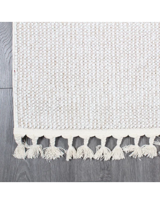 Boho BH-4 Bej Krem Bukle Dokuma Modern Makine Halısı