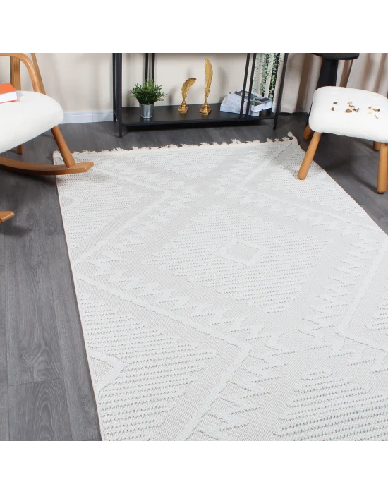 Boho BH-6 Krem Bukle Dokuma Modern Makine Halısı