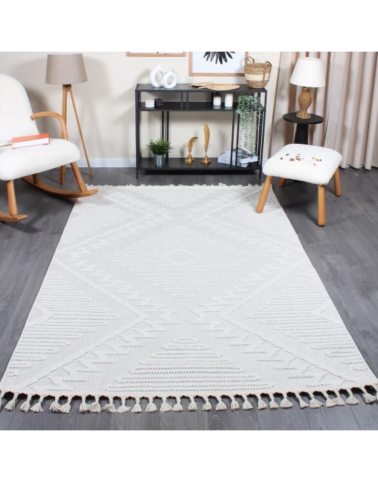 Boho BH-6 Krem Bukle Dokuma Modern Makine Halısı