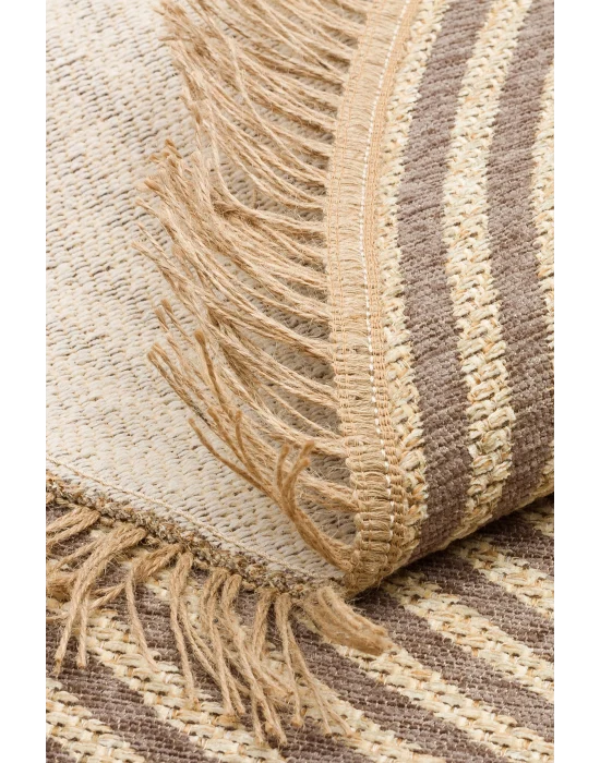 Brooklyn Brk 07 Grey Hasır Görünümlü Kaymaz Renkli Dokuma Modern Kilim