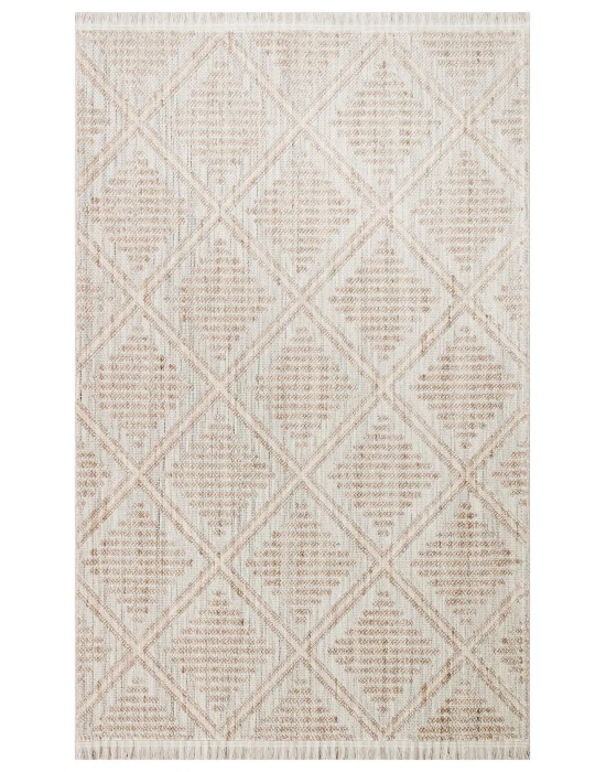 Cozy CZY 03 Grey Beige Hav Toz Vermez Modern Örgü Dokuma Makine Halısı