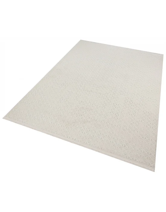 Diva 5006 Beyaz Dekoratif Modern Kaymaz Tabanlı Makine Halısı