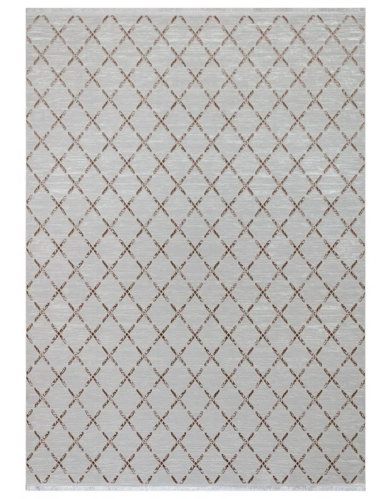 Diva 5008 Vizon Dekoratif Modern Kaymaz Tabanlı Makine Halısı