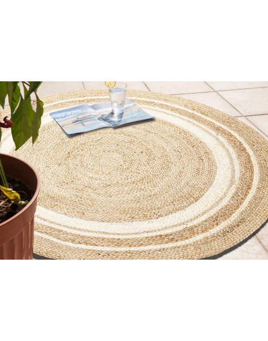 Juno Jüt Ech 01 Natural White Flatweave El Dokuma Naturel Jüt Hasır Halı