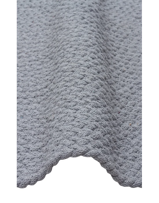 Flatweave Ptn 18 Grey Ct  Renkli Jüt Görünümlü Hasır Örgü Halı