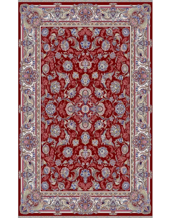 Isfahan 01 Red Klasik Desenli Yüksek Kalite Sık Dokuma Makine Halısı