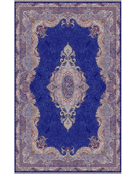 Isfahan 02 Navy  Klasik Desenli Yüksek Kalite Sık Dokuma Makine Halısı
