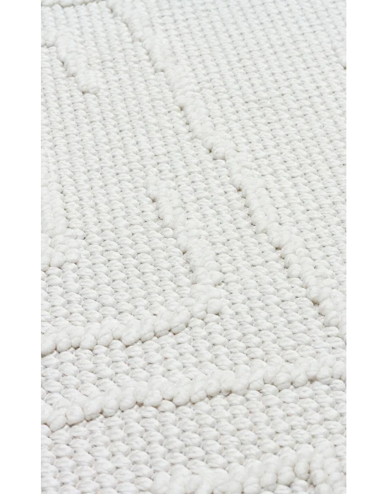 Motto MOT 05 White Yumuşak Tuşeli Örgü Dokuma Modern Makine Halısı