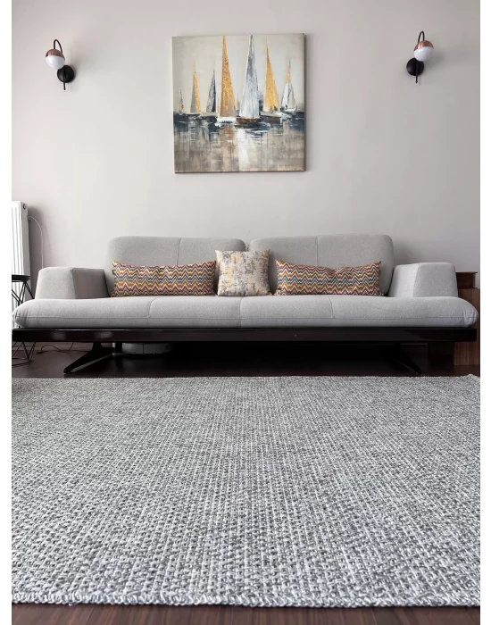 Dhoku DH003 Gri Rustik Modern Örme Kilim - indoor & outdoor