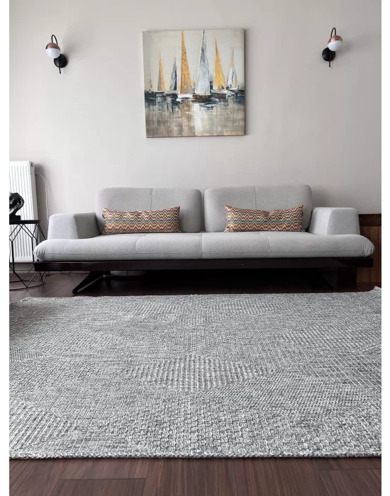 Dhoku DH004 Gri Rustik Modern Örme Kilim - indoor & outdoor