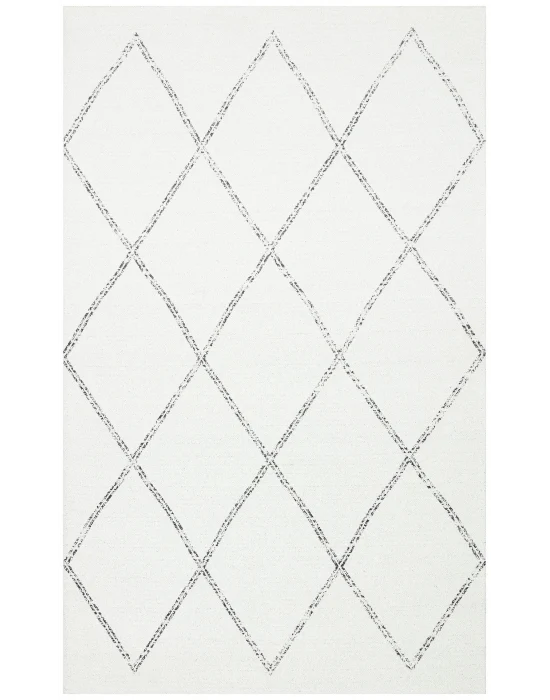 Nevada NVD 03 White Black Moroccon Tuşeli Hav Toz Vermez Kaymaz Tabanlı İnce Dokuma Modern Halı