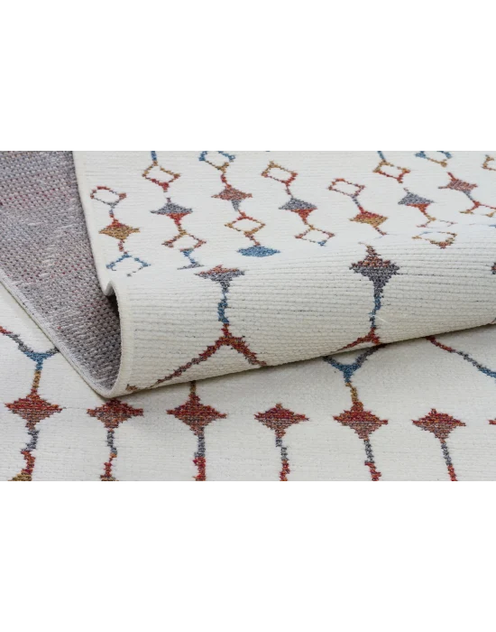 Otantik 3001 Krem Dekoratif Modern Kaymaz Tabanlı Makinede Yıkanabilir Halı Kilim
