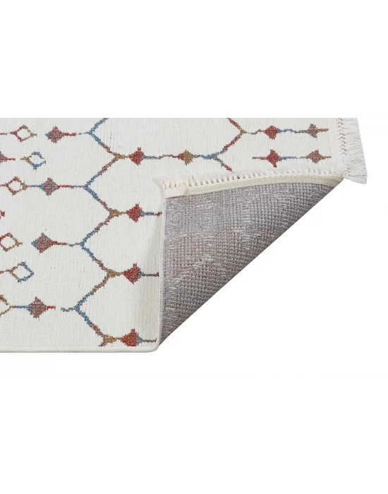 Otantik 3001 Krem Dekoratif Modern Kaymaz Tabanlı Makinede Yıkanabilir Halı Kilim