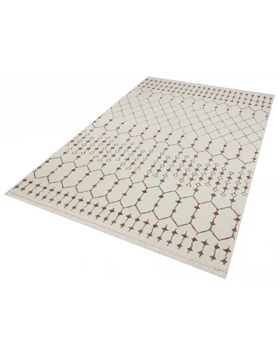 Otantik 3001 Krem Dekoratif Modern Kaymaz Tabanlı Makinede Yıkanabilir Halı Kilim
