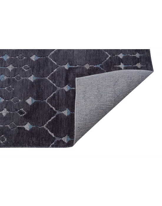 Otantik 3002 Antrasit Dekoratif Modern Kaymaz Tabanlı Makinede Yıkanabilir Halı Kilim
