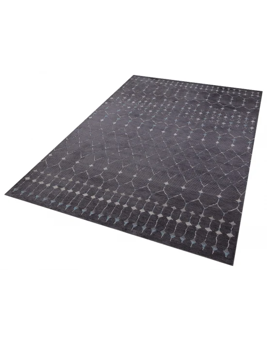 Otantik 3002 Antrasit Dekoratif Modern Kaymaz Tabanlı Makinede Yıkanabilir Halı Kilim