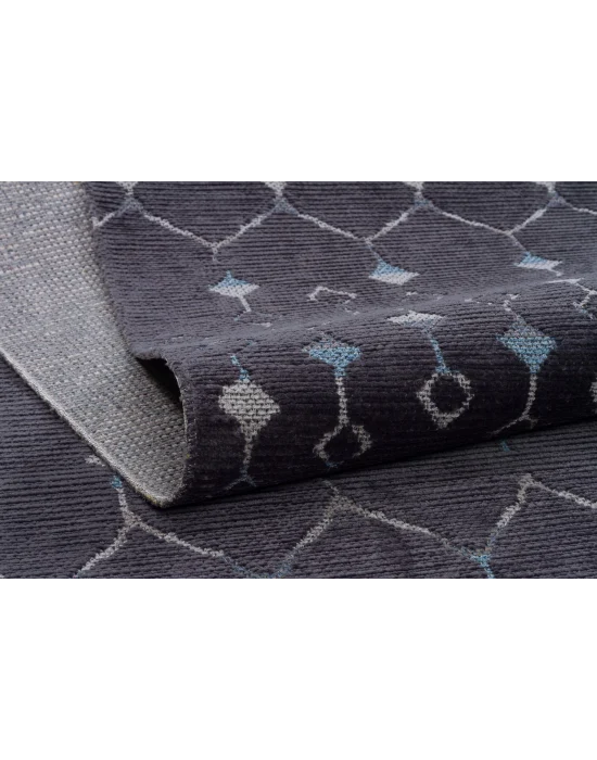 Otantik 3002 Antrasit Dekoratif Modern Kaymaz Tabanlı Makinede Yıkanabilir Halı Kilim