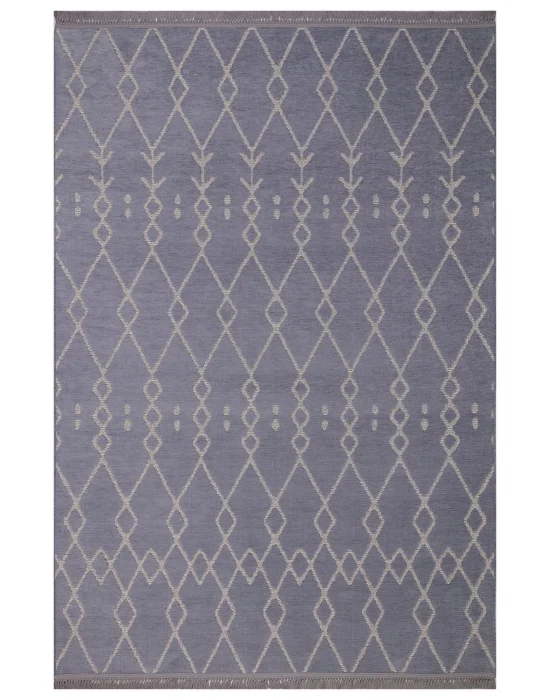 Otantik 3003 Gri Dekoratif Modern Kaymaz Tabanlı Makinede Yıkanabilir Halı Kilim