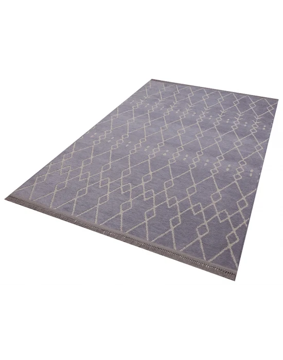 Otantik 3003 Gri Dekoratif Modern Kaymaz Tabanlı Makinede Yıkanabilir Halı Kilim