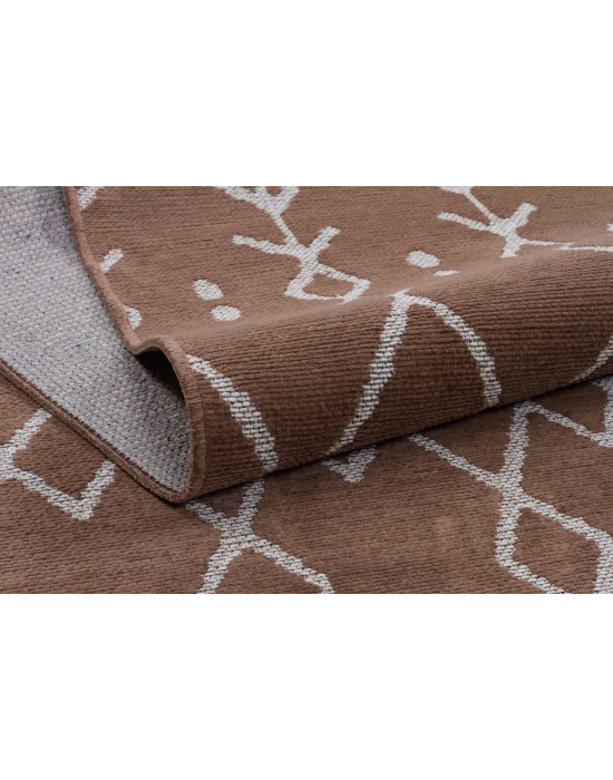 Otantik 3004 Kahve Dekoratif Modern Kaymaz Tabanlı Makinede Yıkanabilir Halı Kilim