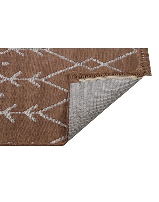 Otantik 3004 Kahve Dekoratif Modern Kaymaz Tabanlı Makinede Yıkanabilir Halı Kilim