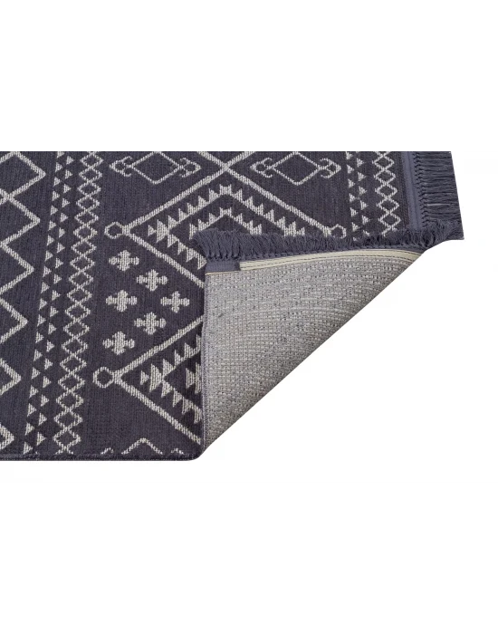 Otantik 3005 Antrasit Dekoratif Modern Kaymaz Tabanlı Makinede Yıkanabilir Halı Kilim