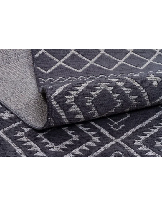 Otantik 3005 Antrasit Dekoratif Modern Kaymaz Tabanlı Makinede Yıkanabilir Halı Kilim