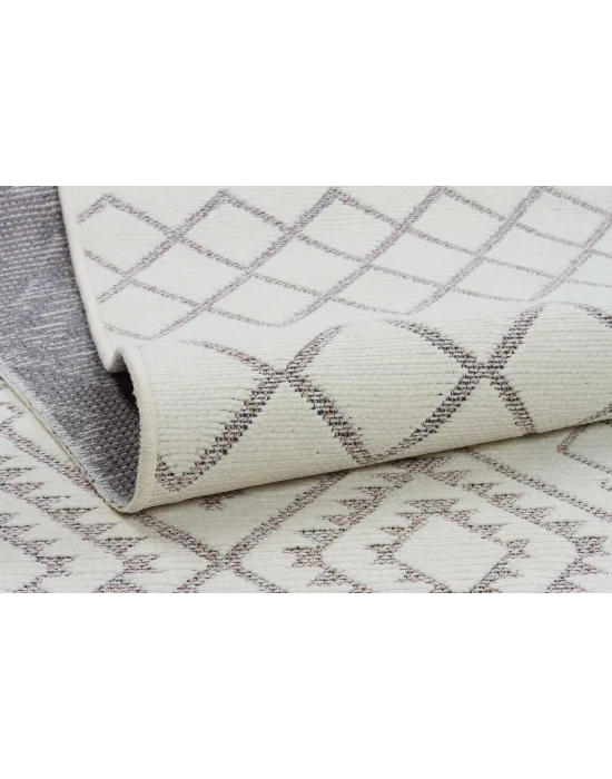 Otantik 3006 Krem Dekoratif Modern Kaymaz Tabanlı Makinede Yıkanabilir Halı Kilim