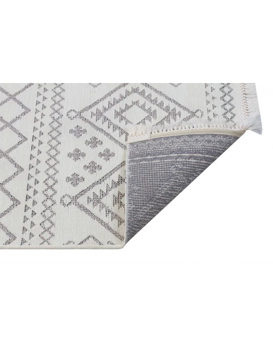 Otantik 3006 Krem Dekoratif Modern Kaymaz Tabanlı Makinede Yıkanabilir Halı Kilim